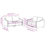 2-tlg. Sofagarnitur mit Kissen Hellgrau Stoff – Bild 6