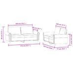 2-tlg. Sofagarnitur mit Kissen Hellgrau Samt – Bild 7