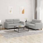 2-tlg. Sofagarnitur mit Kissen Taupe Mikrofasergewebe