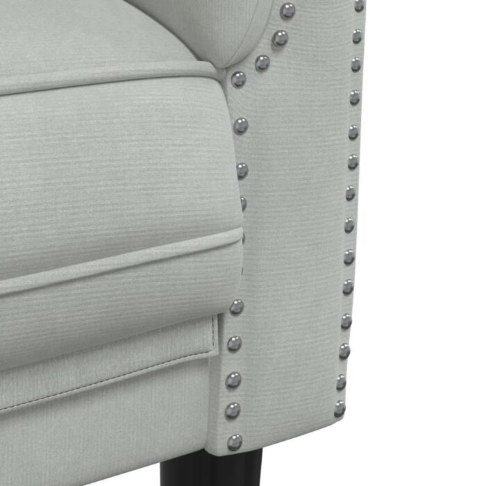 3-tlg. Sofagarnitur Hellgrau Samt – Bild 7