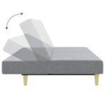 Schlafsofa 2-Sitzer mit Fusshocker Hellgrau Stoff – Bild 6