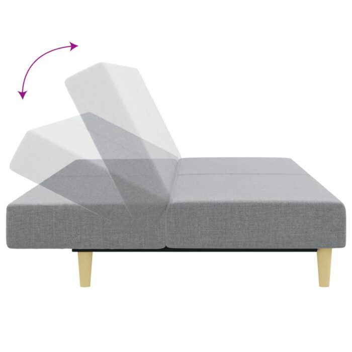 Schlafsofa 2-Sitzer mit Fusshocker Hellgrau Stoff – Bild 6