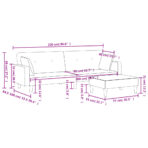 Schlafsofa 2-Sitzer mit Fusshocker Hellgrau Stoff – Bild 11