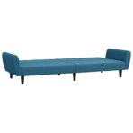 Schlafsofa 2-Sitzer mit Fusshocker Blau Samt – Bild 5
