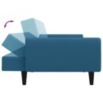 Schlafsofa 2-Sitzer mit Fusshocker Blau Samt – Bild 6