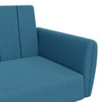 Schlafsofa 2-Sitzer mit Fusshocker Blau Samt – Bild 9
