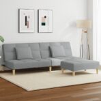 Schlafsofa 2-Sitzer mit Fusshocker Hellgrau Stoff