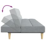 Schlafsofa 2-Sitzer mit Fusshocker Hellgrau Stoff – Bild 8