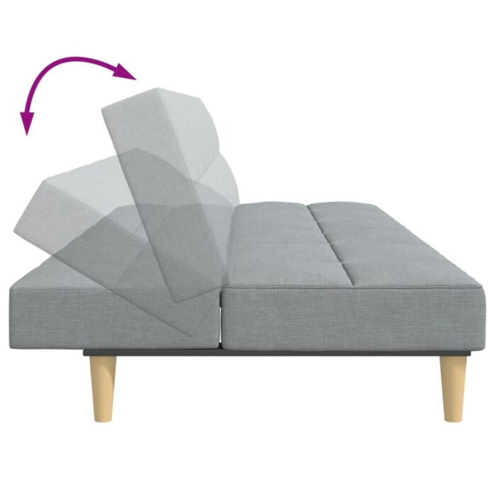 Schlafsofa 2-Sitzer mit Fusshocker Hellgrau Stoff – Bild 8