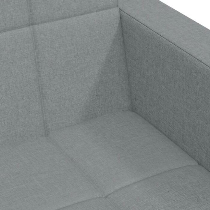 Schlafsofa 2-Sitzer mit Fusshocker Hellgrau Stoff – Bild 9