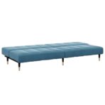 Schlafsofa 2-Sitzer mit Fusshocker Blau Samt – Bild 5