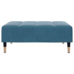 Schlafsofa 2-Sitzer mit Fusshocker Blau Samt – Bild 6
