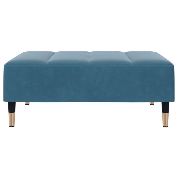 Schlafsofa 2-Sitzer mit Fusshocker Blau Samt – Bild 6