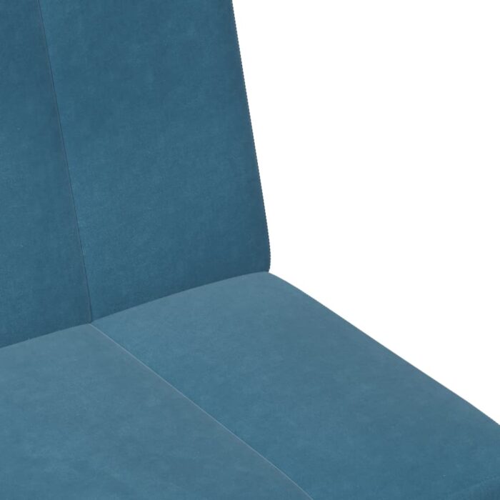 Schlafsofa 2-Sitzer mit Fusshocker Blau Samt – Bild 9