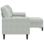 3-Sitzer-Sofa mit Hocker Hellgrau 180 cm Samt – Bild 4