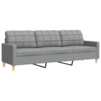 3-tlg. Sofagarnitur Hellgrau Stoff – Bild 6