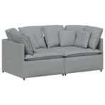 Modulares Sofa mit Kissen Stoff Hellgrau – Bild 2