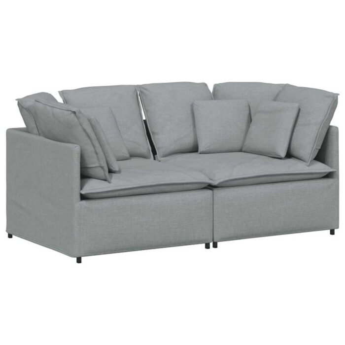 Modulares Sofa mit Kissen Stoff Hellgrau – Bild 2