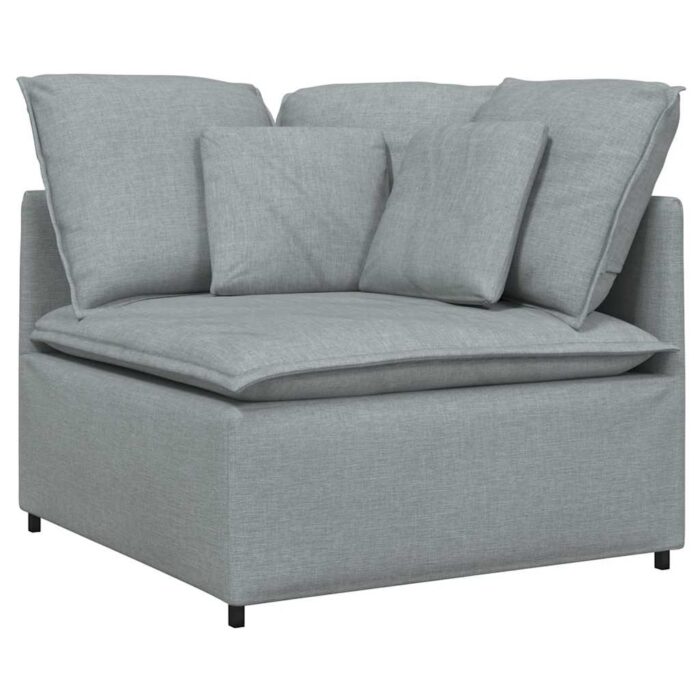 Modulares Sofa mit Kissen Stoff Hellgrau – Bild 3