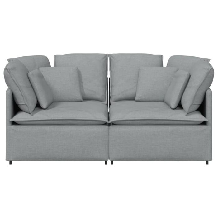 Modulares Sofa mit Kissen Stoff Hellgrau – Bild 4