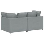 Modulares Sofa mit Kissen Stoff Hellgrau – Bild 6