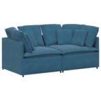 Modulares Sofa mit Kissen Samt Hellgrau – Bild 2