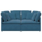 Modulares Sofa mit Kissen Samt Hellgrau – Bild 4