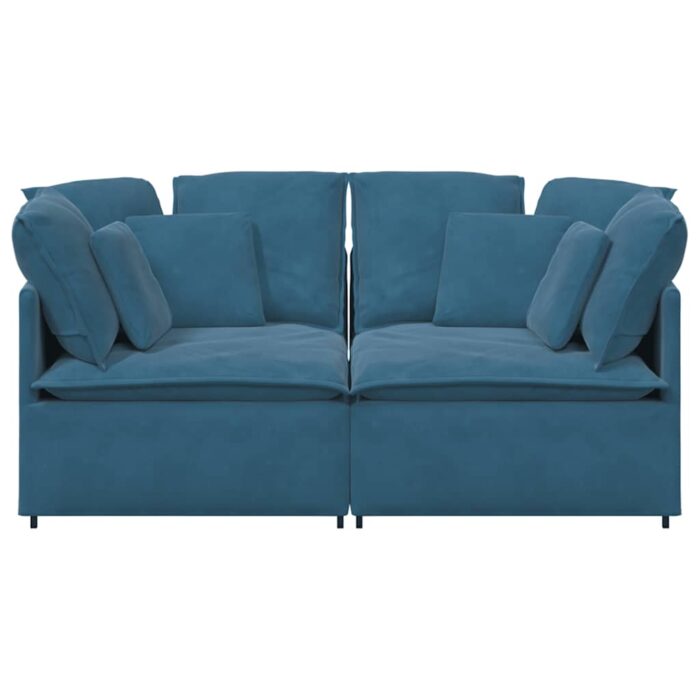 Modulares Sofa mit Kissen Samt Hellgrau – Bild 4