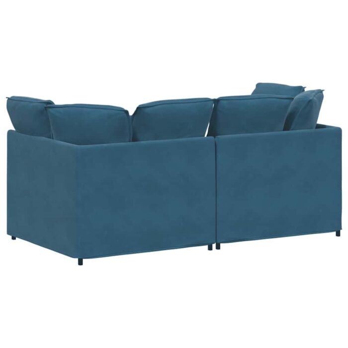 Modulares Sofa mit Kissen Samt Hellgrau – Bild 6