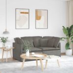 Modulares Sofa mit Kissen Cordstoff Hellgrau