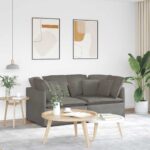 Modulares Sofa mit Kissen Cordstoff Hellgrau