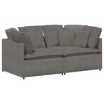 Modulares Sofa mit Kissen Cordstoff Hellgrau – Bild 2