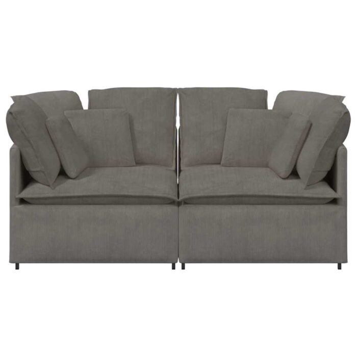 Modulares Sofa mit Kissen Cordstoff Hellgrau – Bild 4