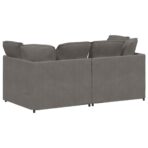 Modulares Sofa mit Kissen Cordstoff Hellgrau – Bild 6