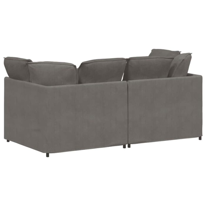 Modulares Sofa mit Kissen Cordstoff Hellgrau – Bild 6