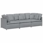 Modulares Sofa mit Kissen Stoff Hellgrau – Bild 2