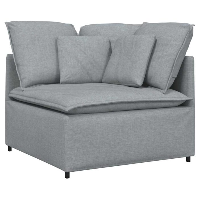 Modulares Sofa mit Kissen Stoff Hellgrau – Bild 3