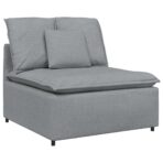 Modulares Sofa mit Kissen Stoff Hellgrau – Bild 4