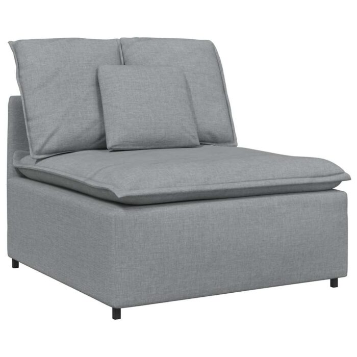 Modulares Sofa mit Kissen Stoff Hellgrau – Bild 4