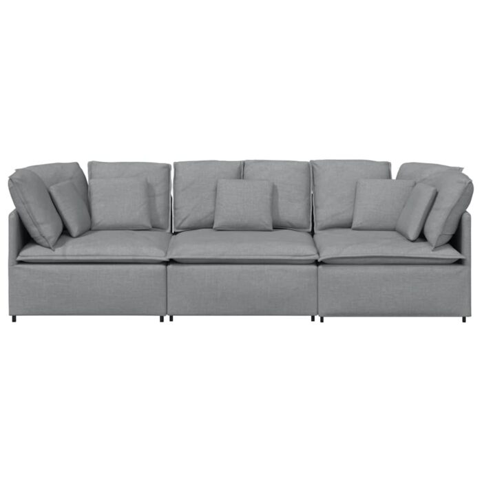 Modulares Sofa mit Kissen Stoff Hellgrau – Bild 5