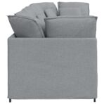 Modulares Sofa mit Kissen Stoff Hellgrau – Bild 6