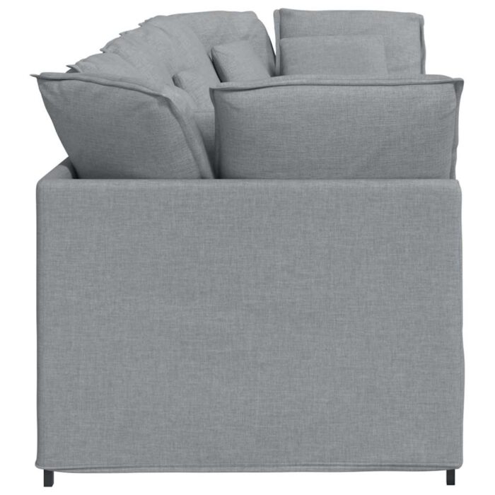 Modulares Sofa mit Kissen Stoff Hellgrau – Bild 6