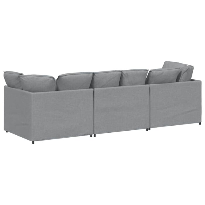 Modulares Sofa mit Kissen Stoff Hellgrau – Bild 7
