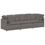 Modulares Sofa mit Kissen Cordstoff Hellgrau – Bild 2