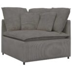 Modulares Sofa mit Kissen Cordstoff Hellgrau – Bild 3