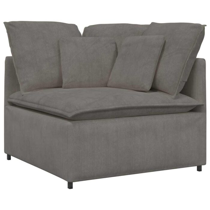 Modulares Sofa mit Kissen Cordstoff Hellgrau – Bild 3