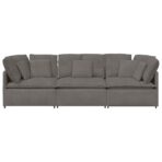 Modulares Sofa mit Kissen Cordstoff Hellgrau – Bild 5