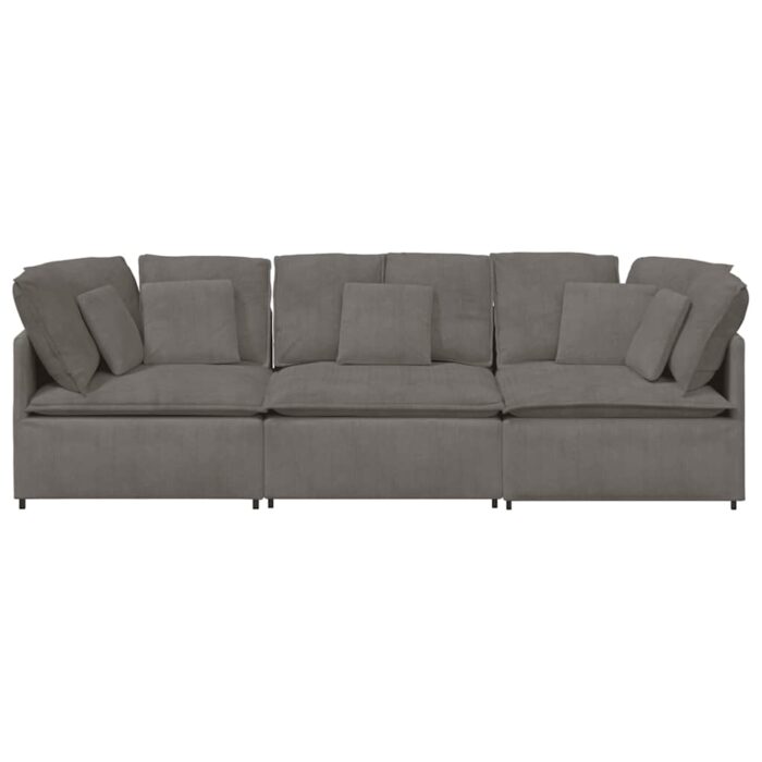 Modulares Sofa mit Kissen Cordstoff Hellgrau – Bild 5