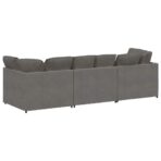 Modulares Sofa mit Kissen Cordstoff Hellgrau – Bild 7