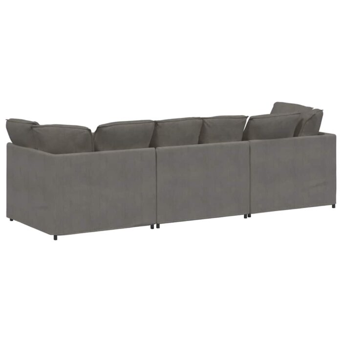 Modulares Sofa mit Kissen Cordstoff Hellgrau – Bild 7